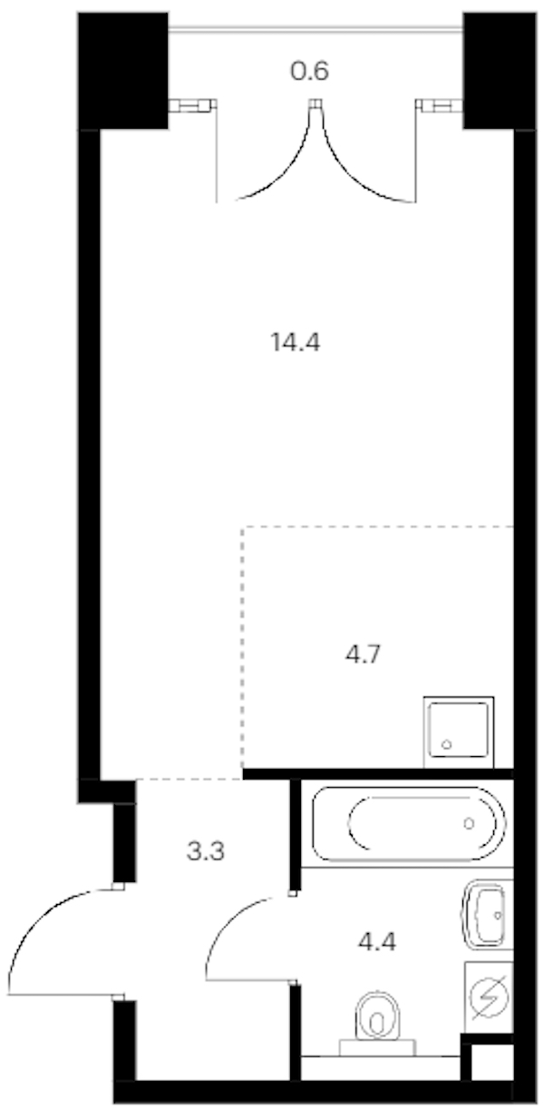 Квартира студия 27.4 м², 9/9 эт., ЖК «Лермонтовский 54»